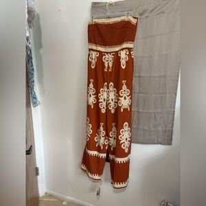 Pretty Garden Orange and Cream jumpsuit